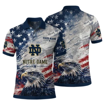 Notre Dame Fighting Irish Polo Shirt Personalized Star Brushstrokes Navy Blue Fashion Forward
