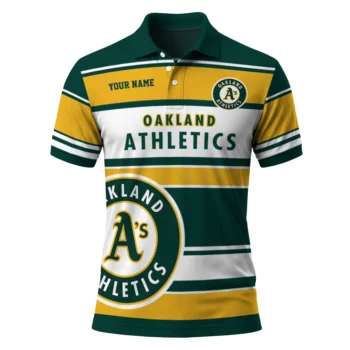 Oakland Athletics Polo Shirt Custom Horizontal Blocks Green Best Selling