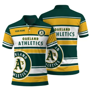 Oakland Athletics Polo Shirt Custom Horizontal Blocks Green Fashion Forward