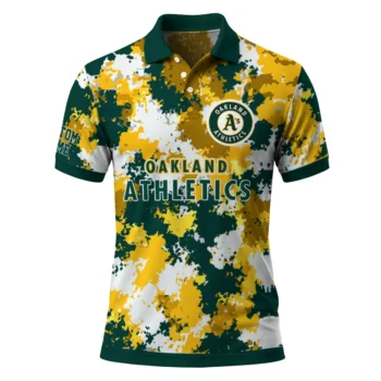 Oakland Athletics Polo Shirt Custom Pixel Camo Green Best Selling