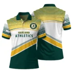 Oakland Athletics Polo Shirt Custom Slanted Stripes Green White Best Selling