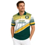Oakland Athletics Polo Shirt Custom Slanted Stripes Green White Best Selling