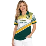 Oakland Athletics Polo Shirt Custom Slanted Stripes Green White Best Selling