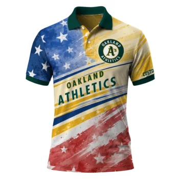 Oakland Athletics Polo Shirt Custom Star Stripes Red Blue Best Selling