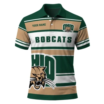Ohio Bobcats Polo Shirt Customized Horizontal Blocks Green Best Selling