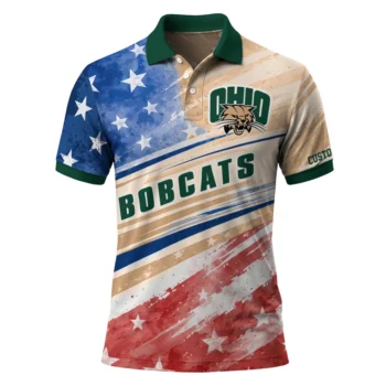Ohio Bobcats Polo Shirt Customized Star Stripes Red Blue Best Selling