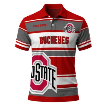 Ohio State Buckeyes Polo Shirt Custom Horizontal Blocks Scarlet Best Selling