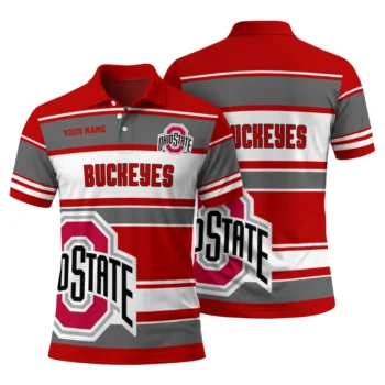 Ohio State Buckeyes Polo Shirt Custom Horizontal Blocks Scarlet Fashion Forward