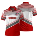 Ohio State Buckeyes Polo Shirt Custom Slanted Stripes Scarlet White Best Selling