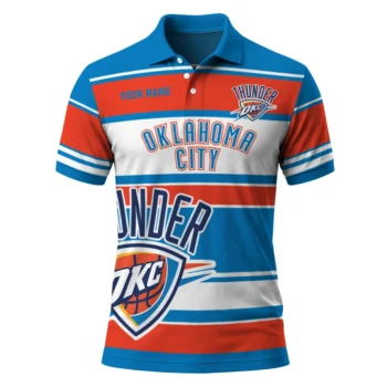 Oklahoma City Thunder Polo Shirt - Customized Horizontal Blocks Blue