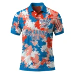 Oklahoma City Thunder Polo Shirt - Customized Pixel Camo Blue