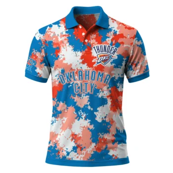 Oklahoma City Thunder Polo Shirt - Customized Pixel Camo Blue