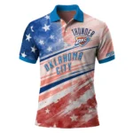 Oklahoma City Thunder Polo Shirt - Customized Star Stripes Red Blue