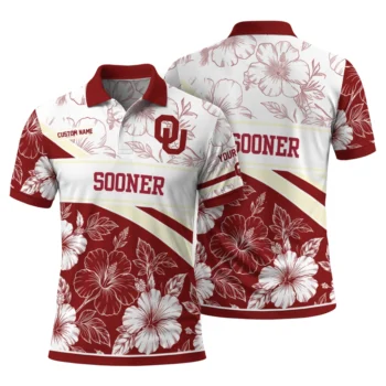 Oklahoma Sooners Polo Shirt Personalized Floral Angles Crimson White Fashion Forward