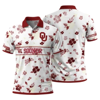 Oklahoma Sooners Polo Shirt Personalized Floral Pinstripe Crimson White Fashion Forward