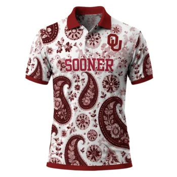 Oklahoma Sooners Polo Shirt Personalized Paisley Florals Crimson White Best Selling