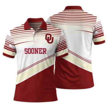 Oklahoma Sooners Polo Shirt Personalized Slanted Stripes Crimson White Fashion Forward