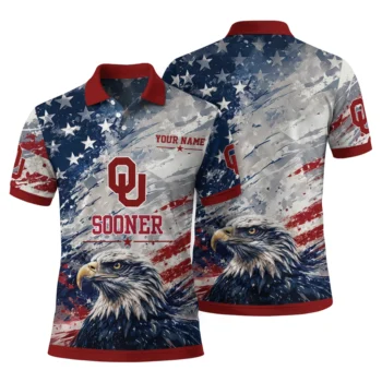 Oklahoma Sooners Polo Shirt Personalized Star Brushstrokes Crimson Blue Fashion Forward