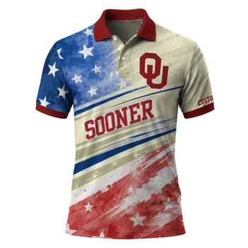 Oklahoma Sooners Polo Shirt Personalized Star Stripes Red Blue Best Selling