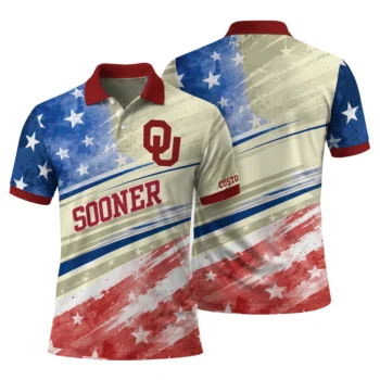 Oklahoma Sooners Polo Shirt Personalized Star Stripes Red Blue Fashion Forward