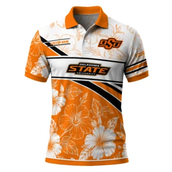 Oklahoma State Cowboys Polo Shirt Customized Floral Angles Orange White Best Selling
