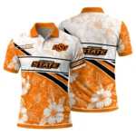 Oklahoma State Cowboys Polo Shirt Customized Floral Angles Orange White Best Selling