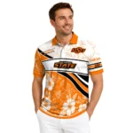 Oklahoma State Cowboys Polo Shirt Customized Floral Angles Orange White Best Selling