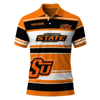 Oklahoma State Cowboys Polo Shirt Customized Horizontal Blocks Orange Best Selling