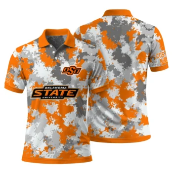 Oklahoma State Cowboys Polo Shirt Customized Pixel Camo Orange Fashion Forward