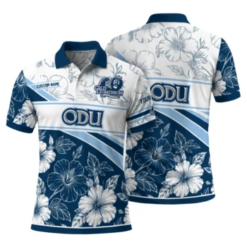 Old Dominion Monarchs Polo Shirt Personalized Floral Angles Blue White Fashion Forward