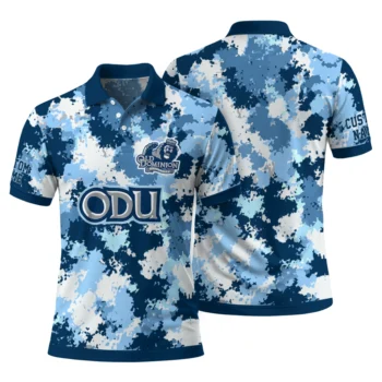Old Dominion Monarchs Polo Shirt Personalized Pixel Camo Blue Fashion Forward