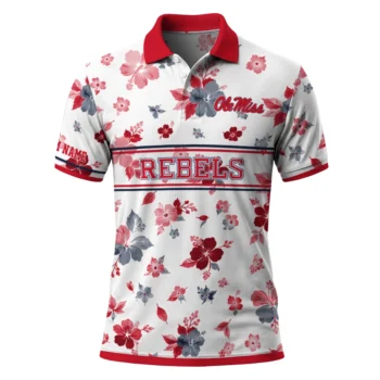 Ole Miss Rebels Polo Shirt Custom Floral Pinstripe Red White Best Selling