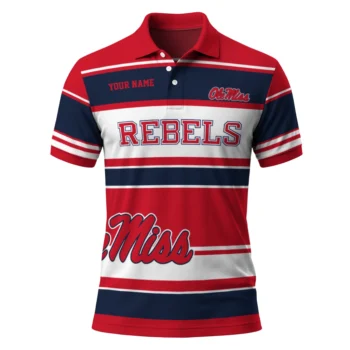 Ole Miss Rebels Polo Shirt Custom Horizontal Blocks Red Best Selling