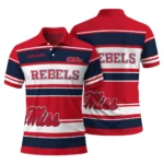 Ole Miss Rebels Polo Shirt Custom Horizontal Blocks Red Best Selling