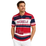 Ole Miss Rebels Polo Shirt Custom Horizontal Blocks Red Best Selling