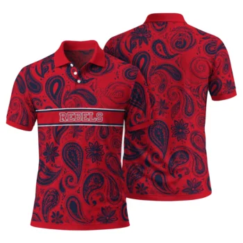 Ole Miss Rebels Polo Shirt Custom Paisley Band Red Fashion Forward