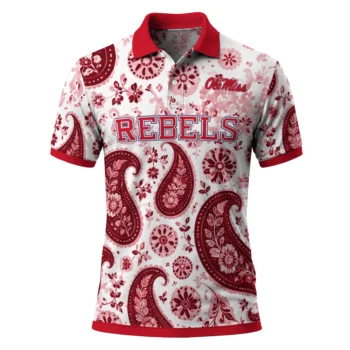 Ole Miss Rebels Polo Shirt Custom Paisley Florals Red White Best Selling