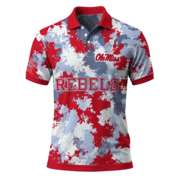 Ole Miss Rebels Polo Shirt Custom Pixel Camo Red Best Selling