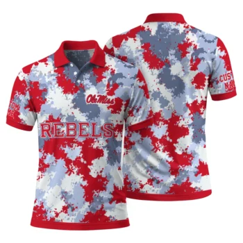 Ole Miss Rebels Polo Shirt Custom Pixel Camo Red Fashion Forward