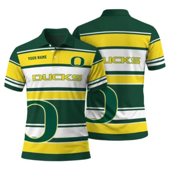Oregon Ducks Polo Shirt Custom Horizontal Blocks Green Fashion Forward