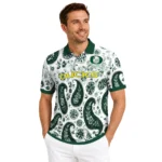 Oregon Ducks Polo Shirt Custom Paisley Florals Green White Best Selling
