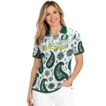 Oregon Ducks Polo Shirt Custom Paisley Florals Green White Best Selling