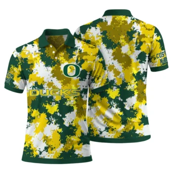 Oregon Ducks Polo Shirt Custom Pixel Camo Green Fashion Forward