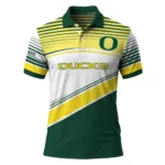 Oregon Ducks Polo Shirt Custom Slanted Stripes Green White Best Selling