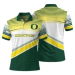 Oregon Ducks Polo Shirt Custom Slanted Stripes Green White Best Selling