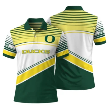 Oregon Ducks Polo Shirt Custom Slanted Stripes Green White Fashion Forward