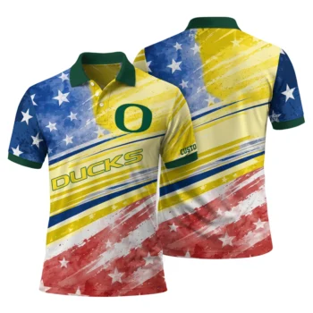 Oregon Ducks Polo Shirt Custom Star Stripes Red Blue Fashion Forward