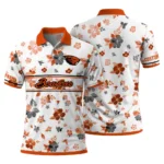 Oregon State Beavers Polo Shirt Customized Floral Pinstripe Orange White Best Selling