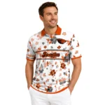 Oregon State Beavers Polo Shirt Customized Floral Pinstripe Orange White Best Selling