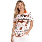 Oregon State Beavers Polo Shirt Customized Floral Pinstripe Orange White Best Selling